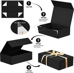 ISO9001 고급 마그네틱 박스 뚜껑 폐쇄 블랙 선물 상자 마그네틱 폐쇄 뚜껑이있는 단단한 판지 선물 상자 - Product Image 3