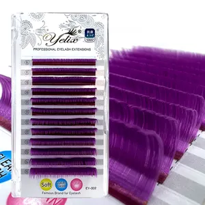 Yelix Volume Real Mink White Colorful Micro Swab Color Lash Wine Auto Fan Eyelash Extension