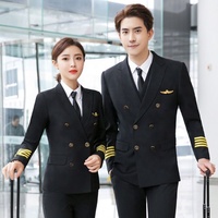 Uniforme de capitaine de l'air Manteau d'uniforme de pilote de ligne aérienne Costumes professionnels Veste + pantalon Vêtements de travail d'aviation Vêtements de vol personnalisés