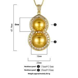 Elegante Collar con Colgante de Perla de Concha en Forma de Calabaza de 14-16 mm, Chapado en Oro de Alta Calidad, Ecológico y Suave, para Mujer - Product Image 6