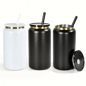 New Arrival Powder Coating 16oz Stainless Steel Double Walls Insulated Vacuum <b>Mason</b> <b>Jar</b> Tumbler Anc Straw and <b>Lid</b> - Product Image 1