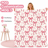 Couverture en flanelle sherpa personnalisée avec imprimé nœud, 50x60 pouces, double couche, polaire chaude, couverture de sublimation personnalisée, MOQ 1
