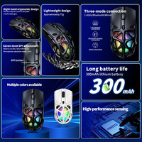 Souris de jeu sans fil Paw3395 avec 26000 DPI, design exosquelette creux réglable, RGB programmable, trois modes, 4K, pour usage bureautique