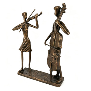 Esculturas de Hierro Fundido Abstractas de Violín y Violonchelo en Dueto, Adorno de Escritorio para Músicos, Decoración para Tienda de Piano, Estudio, Manualidades, Regalo - Product Image 4