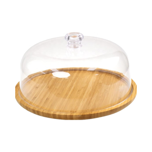 Vassoio di torta di bambù con copertura in acrilico trasparente <span class=keywords><strong>per</strong></span> cucina/compleanno/matrimonio/antipasto Dessert - Product Image 2
