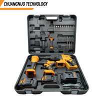 Ensemble de trois outils électriques multifonctionnels OEM/ODM/OBM à batterie au lithium : perceuse, meuleuse d'angle et marteau pour usage domestique