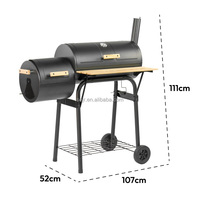SEJR — Barbecue Grill au charbon noir,, avec Table latérale, Grill à charbon de bois