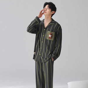 Custom Print <b>Mens</b> <b>Robes</b> Suit Style Soft Breathable Modal Sleepwear with Embroidery Logo ODM Manufacturer - Product Image 2