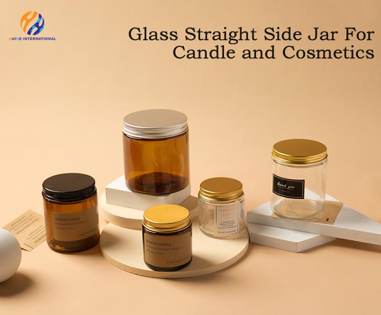 Glass Cosmetic Containers 4oz 8oz 16oz Clear Amber Straight Side Glass Jar with lid