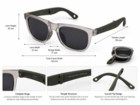 Lunettes de soleil carrées pour enfants, pliables, transparentes, gris-vert, monture intégrale, en TR90 et PC, protection UV400, pour voyage, OEM ODM, style mode et luxe