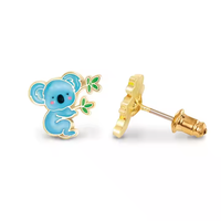 Bijoux fins personnalisés boucles d'oreilles en vrac en argent sterling 925 plaqué or 14K Cutie émail mignon Koala boucles d'oreilles pour enfants