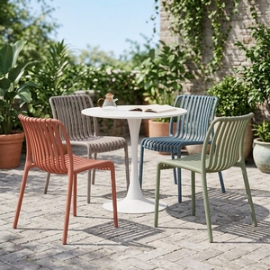 Silla <span class=keywords><strong>de</strong></span> Comedor Vertical <span class=keywords><strong>de</strong></span> Plástico, Moderna, Simple, Apilable, Resistente, Colorida, Hueca, Impermeable, para Hogar y Oficina, <span class=keywords><strong>de</strong></span> PP - Product Image 2
