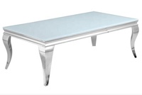 Ensemble de table à manger en marbre minimaliste de luxe doré Ensemble de tables à manger rectangulaires élégantes en acier inoxydable brillant Tables basses