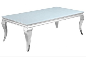 Vàng Sang Trọng Tối Giản Bằng Đá Cẩm Thạch Bàn Ăn Đặt Thanh Lịch Hình Chữ Nhật Sáng Bóng Thép Không Gỉ Bàn Ăn Đặt Bàn Cà Phê - Product Image 6