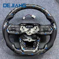 Volant en fibre de carbone forgé vert avec cuir perforé noir pour Toyota Corolla Hilux Revo N70 Tacoma Tundra Fortuner