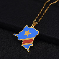Collier pendentif pour homme en acier inoxydable personnalisé en gros BINSHUO, avec carte de la République démocratique du Congo et inscription en huile