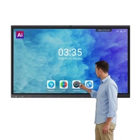 Tableau blanc interactif intelligent AI 4K de 65 pouces avec Android 14 et Windows, caméra intégrée 48MP, écran LCD pour l'éducation, les réunions et les écoles (OEM)
