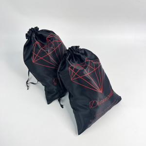 Sac en satin de soie personnalisé avec logo imprimé de luxe, sac cadeau pour emballage de vêtements, sac pour petites entreprises, sac pour cheveux - Product Image 3