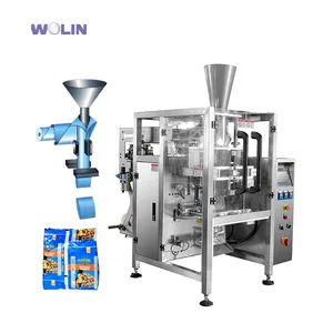 Roll-plastic Film Vertical Intermittent Form Fill Seal VFFS Packing Machine PE Square Bottom 4 Edge Seal Coffee Valve Bag 80 BPM