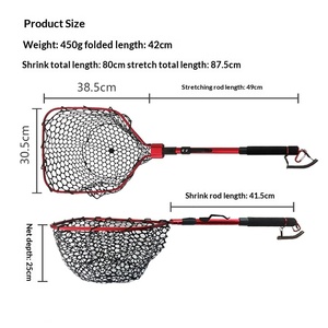Filet de pêche pliable à absorption magnétique de 87,5 cm, filet télescopique en alliage d'aluminium et silicone, sac à filet, filet de pêche à main, filet d'atterrissage - Product Image 2
