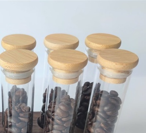 Corong dudukan tampilan kayu dosis tunggal 12 buah 2 Oz tutup botol kaca biji kopi penyimpanan serba-alat teh kopi praktis menyenangkan - Product Image 3
