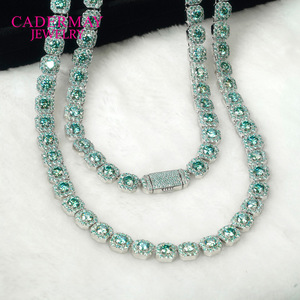 Moissanite Tennis Chain 10mm S925 Silver Cuban Chain Men's Jewelry Everyday Wear - Product Image 3