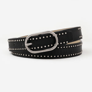 Ceinture en cuir véritable style punk pour dames Boucle ovale personnalisée Rivets en alliage Accessoire décoratif soigné pour robe Plastique PU - Product Image 3