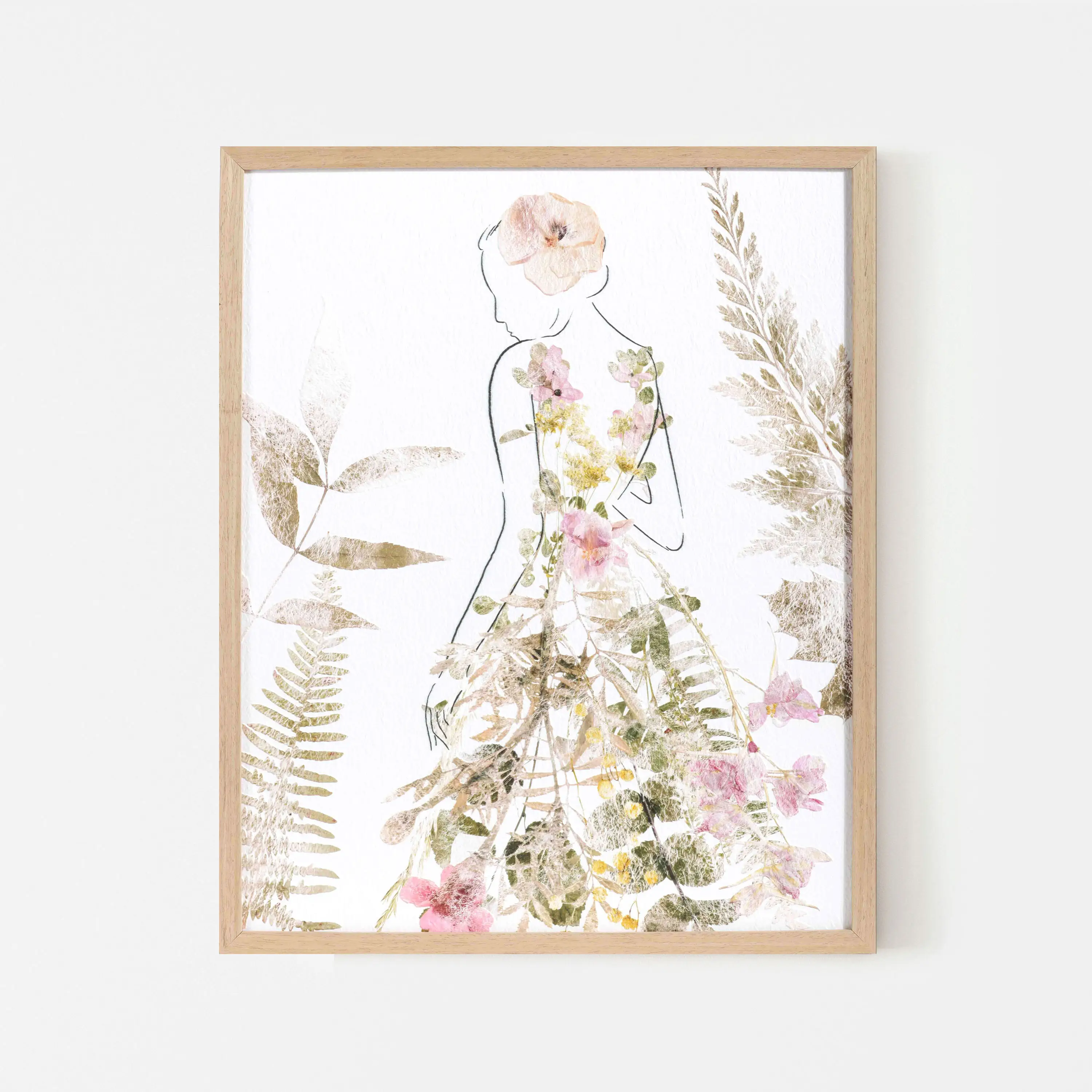 Custom nordic home decorative 3D printed watercolor style flower abstract girl canvas prints paintings
