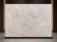 Dalles de marbre onyx rouge avec veines rouges linéaires pour plans de travail de cuisine, murs de douche, tables à manger, dessus de meubles de salle de bain, tables d'appoint