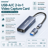 Carte de capture vidéo HDMI 4K SAMZHE de style séparé, Type-C/USB-A 3.0, charge HD PD100W pour PS5, ordinateur portable, téléphone, caméra, diffusion en direct