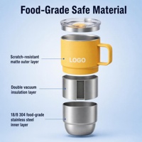 Mug à café en acier inoxydable empilable avec poignée, logo personnalisé, 4 oz, 6 oz, 10 oz, isolé sous vide, mug à expresso 18/8