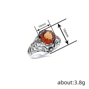 Anello da Cocktail da Donna T0676 con Citrino Naturale Rotondo, Montatura a Griffe, Motivo Floreale, Gioiello alla Moda, Idea Regalo - Product Image 4