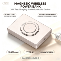 Batterie externe portable 10000 mAh avec charge sans fil rapide 15W PD22.5W, magnétique et support 4-en-1 pour voyage, compatible iWatch sans fil