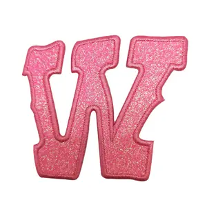 Pink Glitter pasted cloth letter Badge Custom Pattern clothing accessories