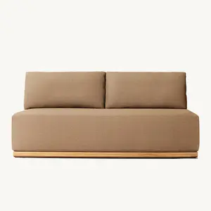 Foshan Customizable Sales Patio Outdoor Furniture Set Natural Teak Wood Modular Sectional L Shaped Sofa Garden Set