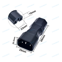 IEC 320 C14 ke C15 10A Adaptor Daya Steker Listrik PVC 3 Kutub Laki-laki ke Perempuan Konverter AC Lurus untuk PDU/UPS Server