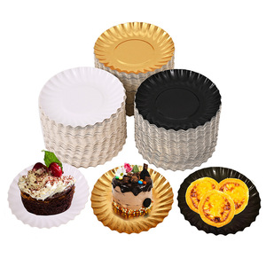 100 pièces par paquet d'assiettes rondes <span class=keywords><strong>or</strong></span> blanc <span class=keywords><strong>noir</strong></span> petites assiettes délicates - Product Image 5