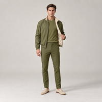 Veste à fermeture éclair réversible, t-shirt en coton mercerisé, pantalon chino extensible coupe droite, ensemble trois pièces pour homme, style business décontracté et technique
