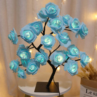Chevet Led Table Lumières Cadeau Maison Chambre Décor Rose Arbre Lampe De Table Usb 24leds Fleur pour Fête De Mariage De Noël 32 Transparent