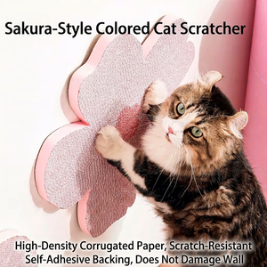 <span class=keywords><strong>Griffoir</strong></span> pour <span class=keywords><strong>chat</strong></span> mural adhésif en carton ondulé, design moderne et créatif, double usage, en forme de fleur de cerisier, coloré et <span class=keywords><strong>plat</strong></span> - Product Image 2