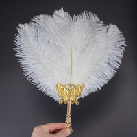Éventail en plumes fait main avec motif oeil de paon adapté aux accessoires de danse et aux décorations de fête