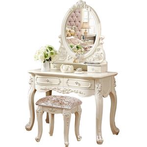 Tocador de estilo europeo dormitorio francés simple jardín princesa pequeña mesa de maquillaje tallada plana - Product Image 2