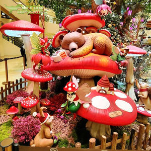 Statue de <span class=keywords><strong>champignons</strong></span> géants en résine et fibre de verre, modèle de décoration de pays <span class=keywords><strong>des</strong></span> merveilles, rêveuse - Product Image 1