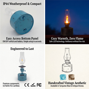 Lanterne solaire rétro pour jardin avec effet de flamme dansante, étanche IP44, lanterne vintage au kérosène pour <span class=keywords><strong>la</strong></span> décoration <span class=keywords><strong>des</strong></span> allées extérieures - Product Image 4