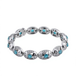 Pulsera clásica de topacio azul natural y moissanita para mujer, plata 925 - Product Image 1