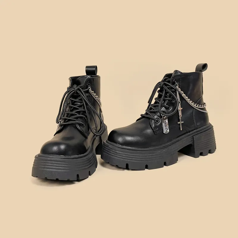 Amy y Michael-botas de vaquero Punk para mujer, botines de plataforma hechos a mano, color negro, diseño Original, novedad de Otoño de 2022