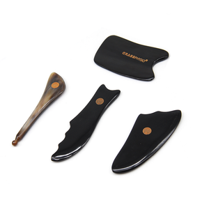 Paquete de 4 juegos de herramientas de masaje Gua Sha de cuerno de buey, tabla de raspado, peine de masaje, tabla de cuchara Gua Sha <span class=keywords><strong>para</strong></span> liberar el <span class=keywords><strong>dolor</strong></span> muscular - Product Image 2