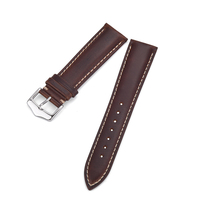 JUELONG Bracelet en cuir véritable respirant de luxe 19/20/21/22 mm avec fermoir poli pour usage décontracté et professionnel
