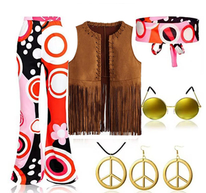 Femmes ouvert devant glands 70s Hippie été <span class=keywords><strong>Costume</strong></span> frange gilet <span class=keywords><strong>Cowgirl</strong></span> Faux daim mascarade Costumes en Col Dker - Product Image 1