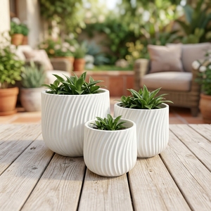 Jardinière légère <span class=keywords><strong>en</strong></span> <span class=keywords><strong>fibre</strong></span> <span class=keywords><strong>de</strong></span> verre, résistante au gel et aux UV, pour jardin extérieur, patio, balcon, décoration paysagère - Product Image 2
